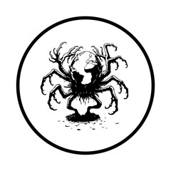 Terrifying depiction of earth in a spider's grasp, a chilling visualization of global environmental problems and destruction