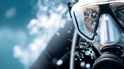professional scuba diver with oxygen tank and wetsuit underwater 