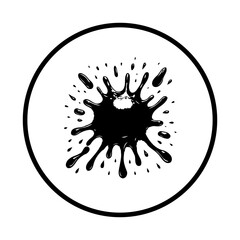 Black ink blot design within circle isolated, representing creativity, messiness, or abstract artistic expression, minimalist graphic