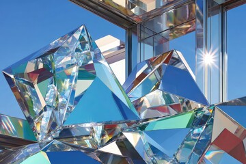 Crystal structures, vibrant reflections,  modern architecture