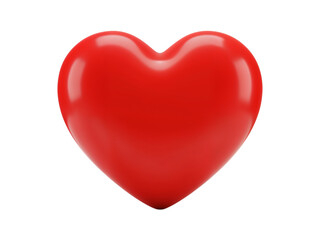 A glossy red heart symbol with a smooth surface and subtle highlights isolated on transparent background