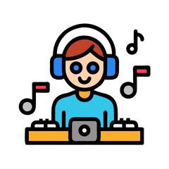 A customizable glyph illustration of music dj
