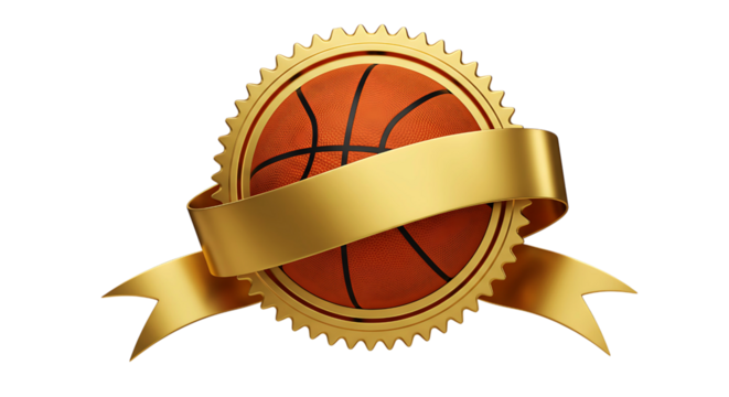  Golden Basketball Award Seal with Blank Ribbon