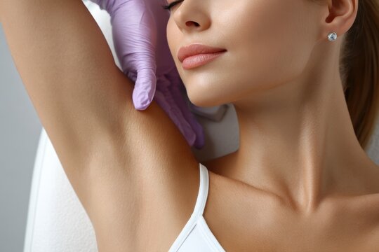 Hair free underarms Woman undergoing laser treatment