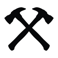 Crossed hammers construction carpentry tool icon symbol equipment repair building logo design concept vector