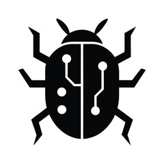 Cyber security bug vector icon illustration for software development and antivirus system
