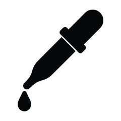 Dropper tool vector illustration for medical, laboratory, and design applications in black