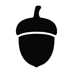 Acorn vector illustration, oak tree seed drawing, fall season nut icon, autumn harvest symbol art