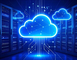 Futuristic cloud computing concept, server room