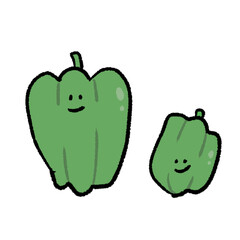 手描きゆるかわいいイラスト野菜ピーマン
