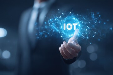 IoT concept Businessman provides IoT solutions and products