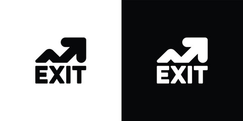 Exit Direction Sign Icon With Arrow Symbol in Black and White Background