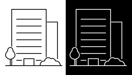 Office building line icon. Modern architecture vector illustration of a skyscraper or apartment block. Simple urban real estate symbol. © Tifany
