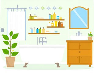 Clean, simple bathroom illustration