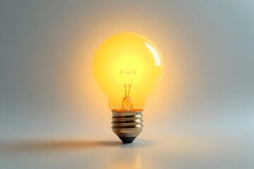 Glowing Lightbulb Illuminating in Warm Yellow Tones