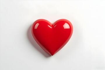 Red Heart Shape on White Background Valentine's Day Concept