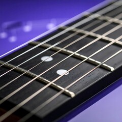 Close-up guitar neck, strings, and frets