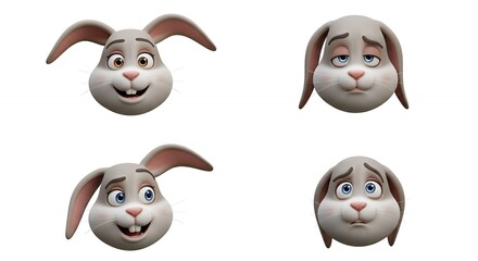 Obraz premium Rabbit head expressions graphics collection
