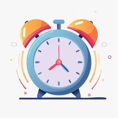 Minimalist Flat Design Alarm Clock Icon - Simple Modern Time Symbol