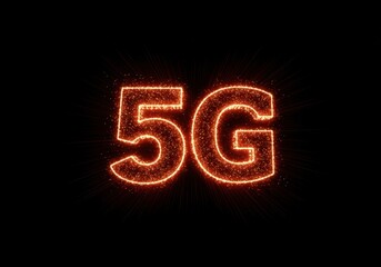 The glowing 5g symbol representing fast wireless internet connection