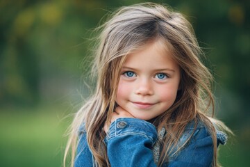 Fototapeta premium Outdoor photo of an adorable young girl