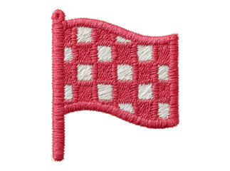Red and white checkered embroidered flag patch, Isolated On Transparent Background, Png, Cut Out