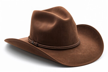 Brown Suede Cowboy Hat Isolated on White.