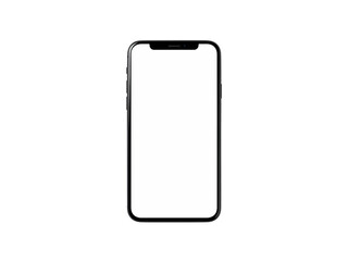 Modern smartphone with a blank white screen and sleek metallic frame isolated on transparent background
