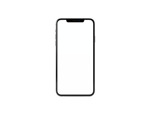 Modern smartphone with a blank gray screen displaying a subtle horizontal line isolated on transparent background - Powered by Adobe