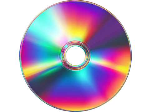 Vibrant rainbow cd rom data storage digital media, Isolated On Transparent Background, Png, Cut Out