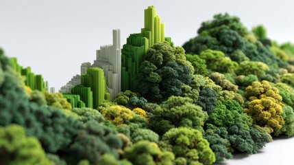 Abstract 3D Chart Segment Close-Up with Text Elements