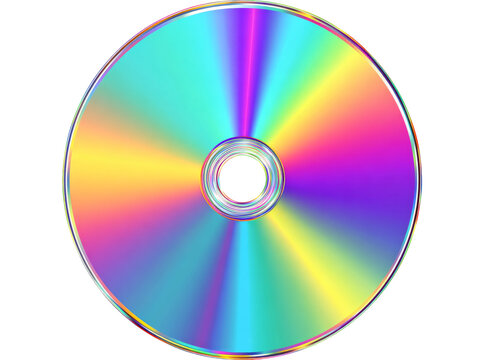 Vibrant rainbow colored cd rom data disc media, Isolated On Transparent Background, Png, Cut Out