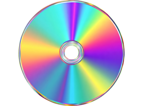 Vibrant rainbow colored cd rom data disc media, Isolated On Transparent Background, Png, Cut Out