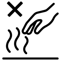 Hot surface do not touch icon with transparent background for safety warning and hazard signage concept
