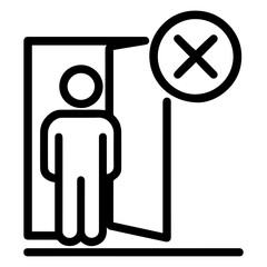 Do not enter door icon with transparent background for restricted access and safety signage concept
