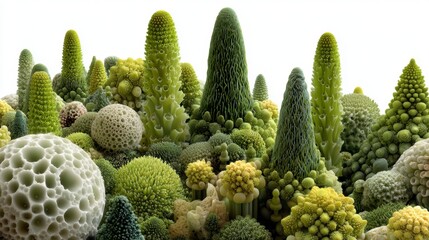 Detailed 3D Render of Green Market Metrics Landscape with Forms