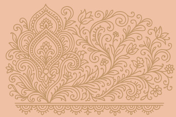 A vector background with ethnic traditional patterns in latte brown tones, combining cultural motifs and earthy elegance in a warm minimalist design.

