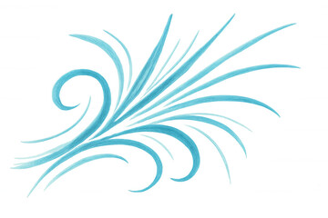 Fototapeta premium Soft blue brush strokes swirling, creating fluid lines against transparent backdrop, serving graphic design composition needs