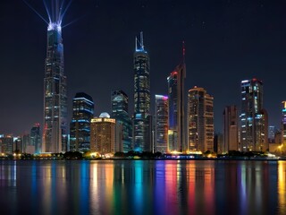 Fototapeta premium singapore skyline at night