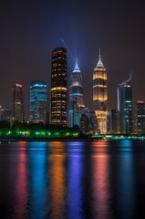 night, city, skyline, skyscraper, cityscape, building, downtown, water, architecture, urban, river, reflection, business, lights, hong kong, buildings, tower, harbor, singapore, dusk, panorama, hongko