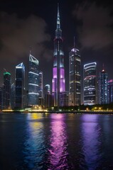 Obraz premium hong kong skyline at night