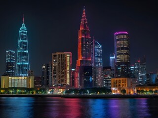 Obraz premium hong kong skyline at night