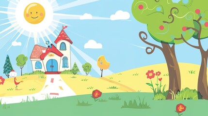 Fototapeta premium Vibrant Kindergarten Background Images: Playful Scenes with Colorful Classrooms, Toy Corners, Outdoor Playgrounds, and Cheerful Murals, Perfect for Preschool Materials, Educational Posters, Parent Com