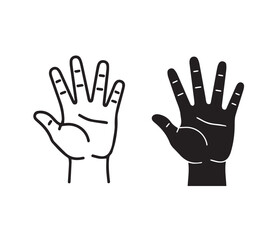 Obraz premium Simple Line and Solid Art of an Open Hand