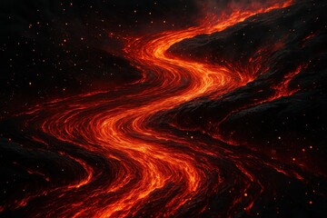 Flowing crimson lava texture background with glowing ember particles and volcanic heat effects creating dramatic natural power imagery for bold designs