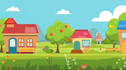 Naklejka premium Vibrant Kindergarten Background Images: Playful Scenes with Colorful Classrooms, Toy Corners, Outdoor Playgrounds, and Cheerful Murals, Perfect for Preschool Materials, Educational Posters, Parent Com