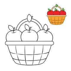 A basket full of ripe apples, ready to be colored with vibrant reds, greens, and yellows. Perfect for a fun, fruity coloring adventure for all ages!
