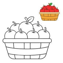 A basket full of ripe apples, ready to be colored with vibrant reds, greens, and yellows. Perfect for a fun, fruity coloring adventure for all ages!
