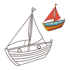 A retro sailboat coloring page featuring classic sails and vintage design, perfect for relaxing creativity with bold lines and nostalgic nautical charm to color and enjoy.
