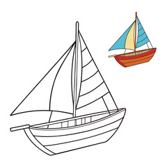 A retro sailboat coloring page featuring classic sails and vintage design, perfect for relaxing creativity with bold lines and nostalgic nautical charm to color and enjoy.
